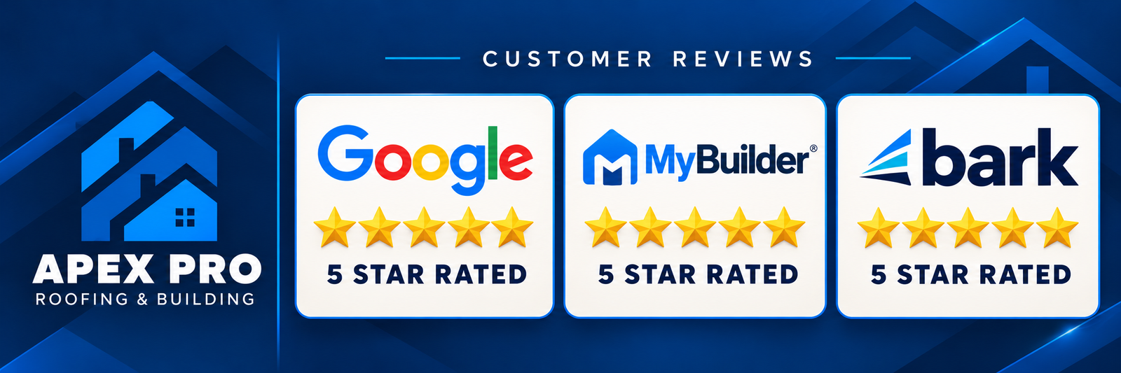 5 Star reviews on google, bark & Mybuilder